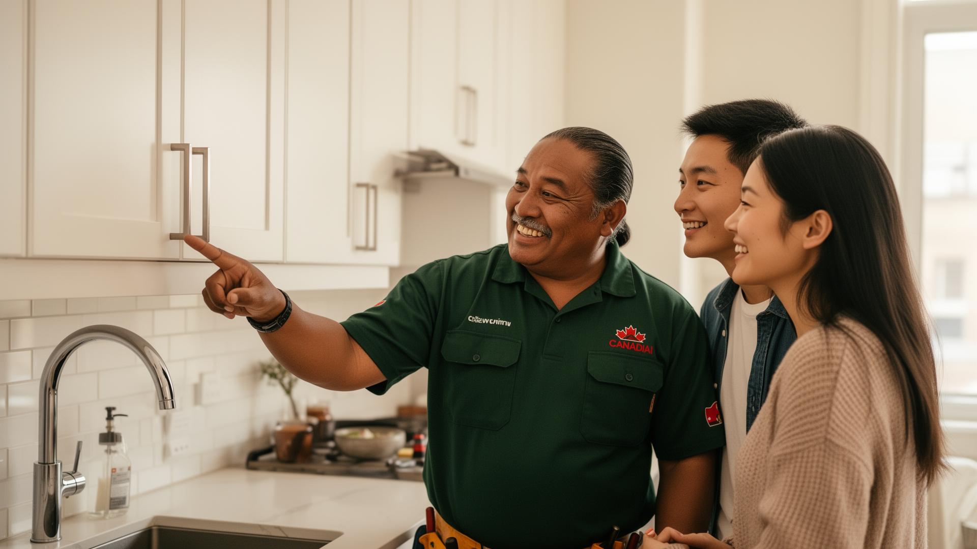 WowOddJobs handyman walking Toronto homeowners through their kitchen project