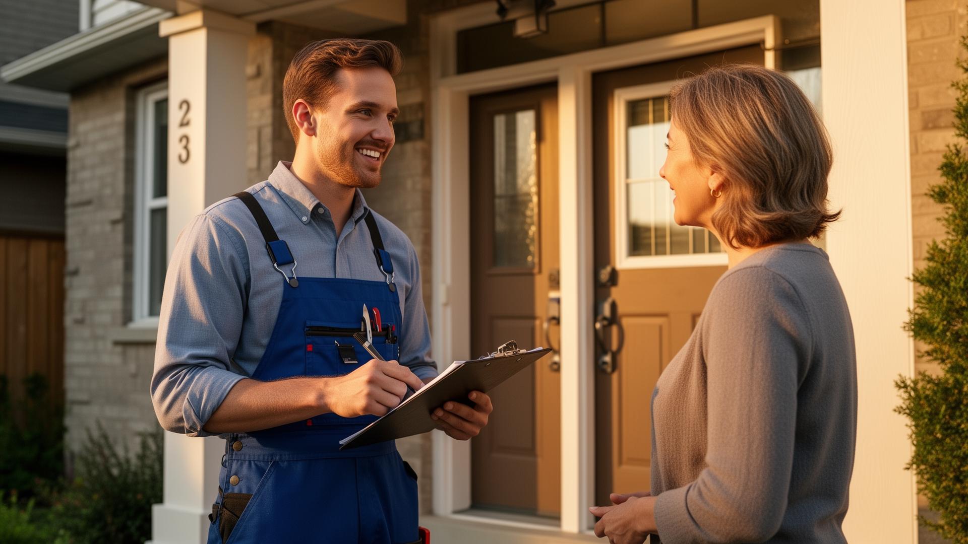 WowOddJobs estimator greeting a Toronto homeowner at the front door